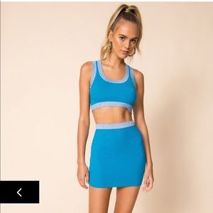 NWOT SUPERDOWN Katie Knit Skirt Set in Aqua Blue